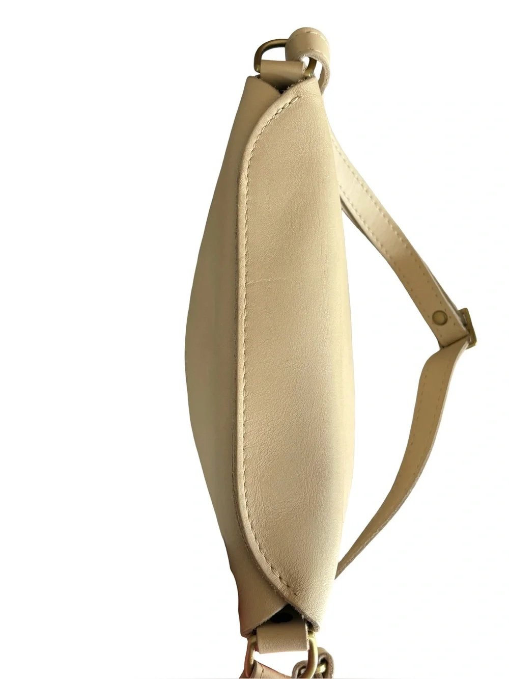 Portland Leather Small Koala Sling Bag Cream Half-Moon Crossbody Shoulder Purse